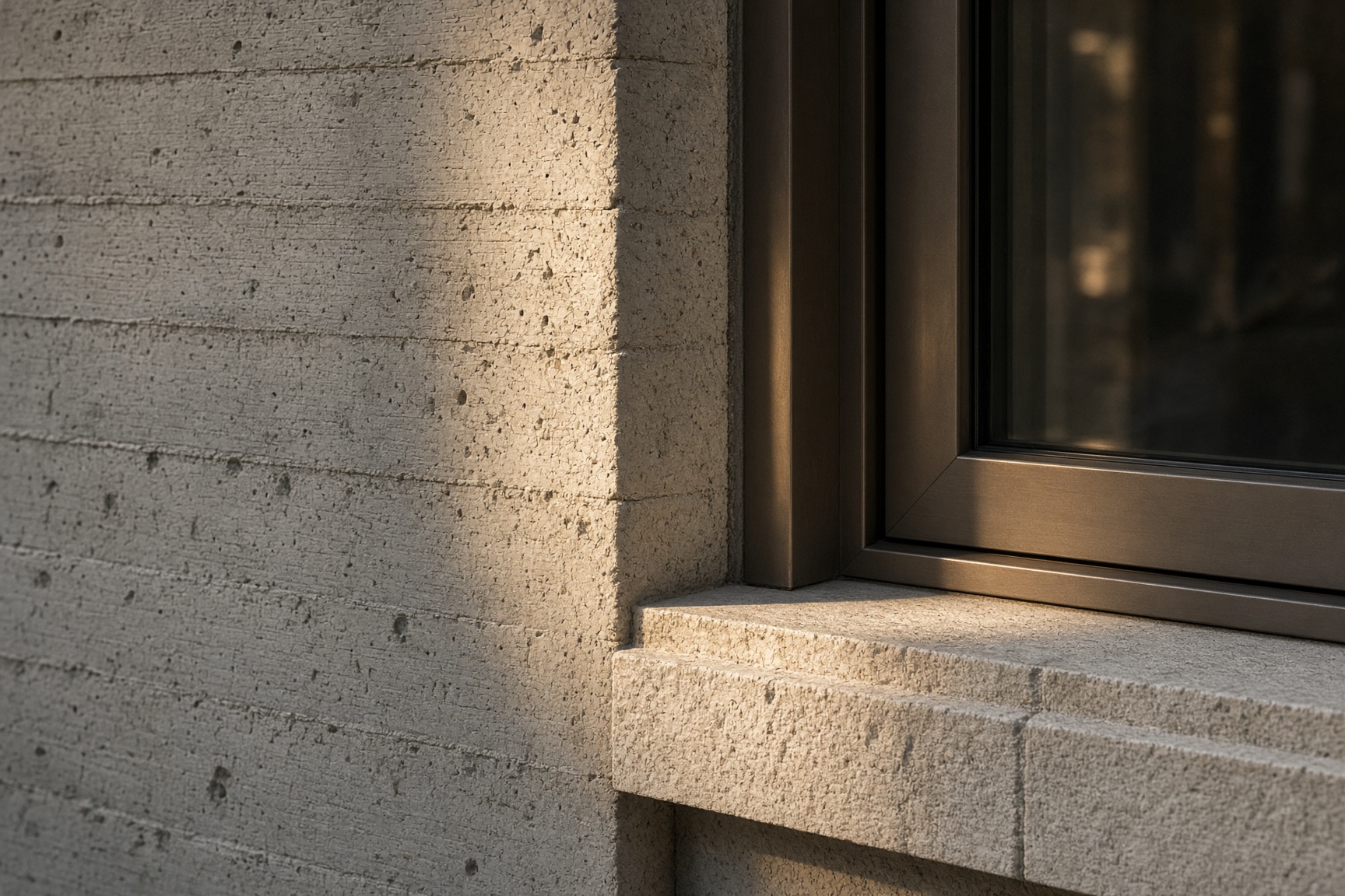Board-formed concrete on a Monolith house