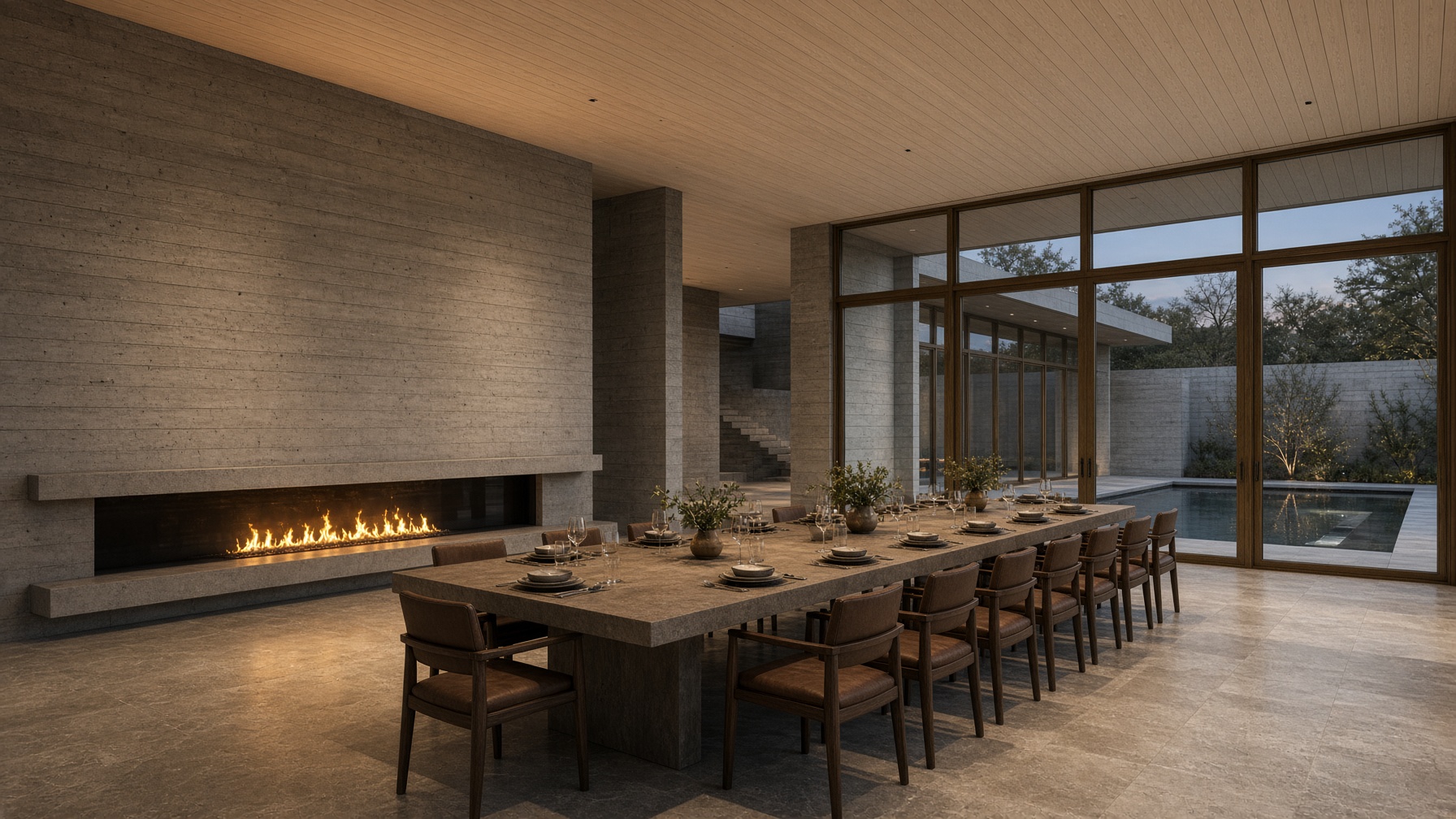 Dining hall opening to the courtyard