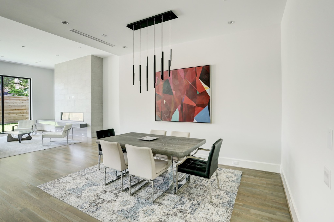 Kitchen island with stone and a garden run of glass